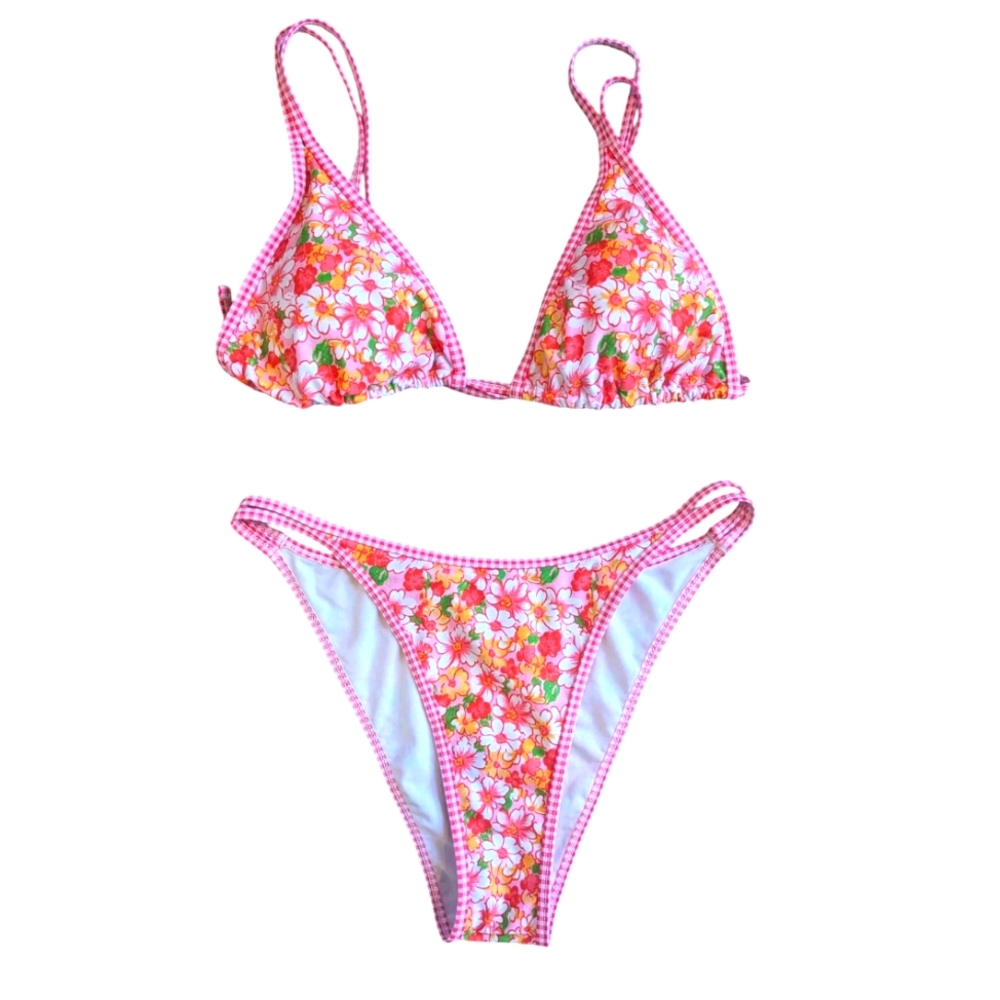 Pink and orange floral bikini high waisted XL Summer 🌞 Swim